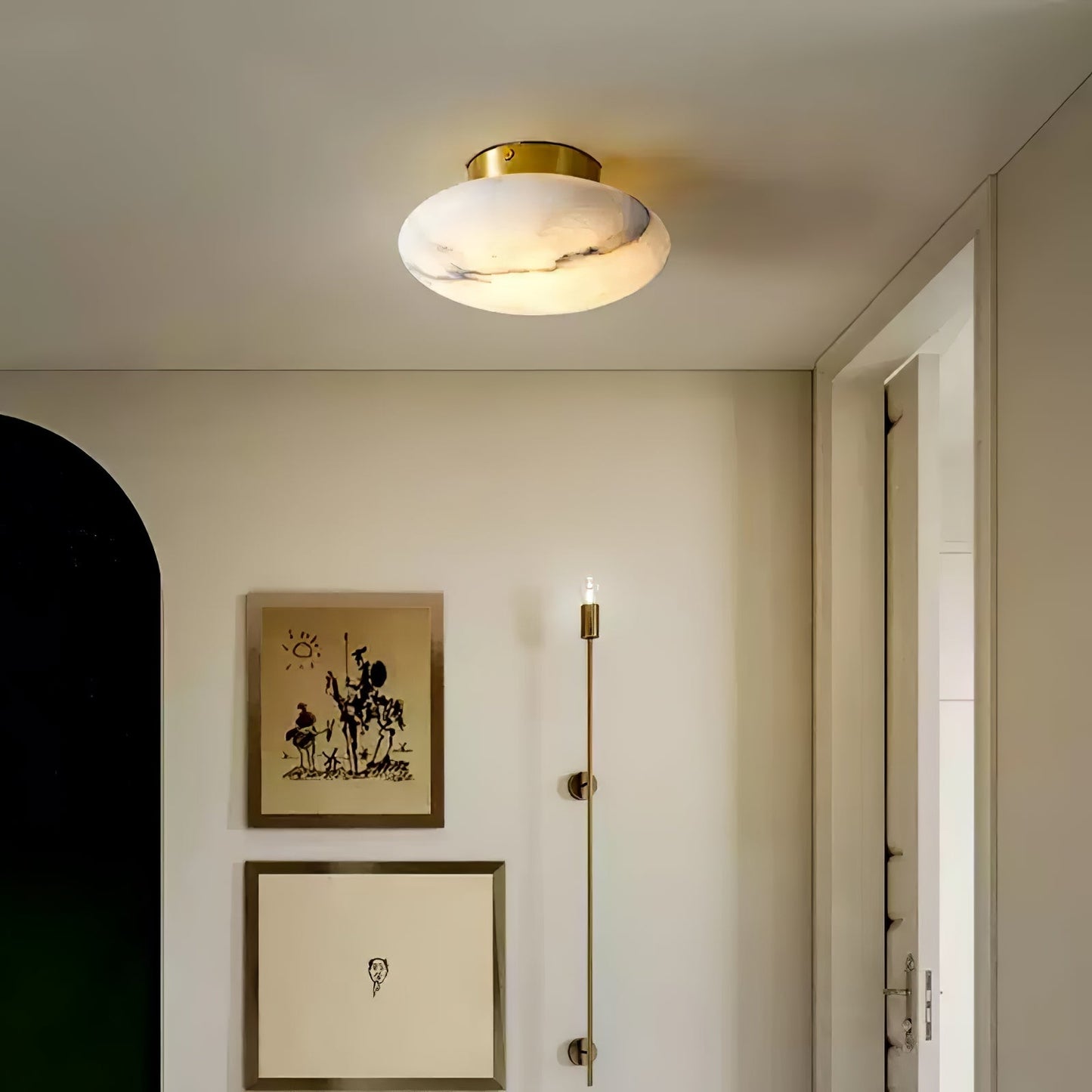 Alabaster Oval Ceiling Lamp