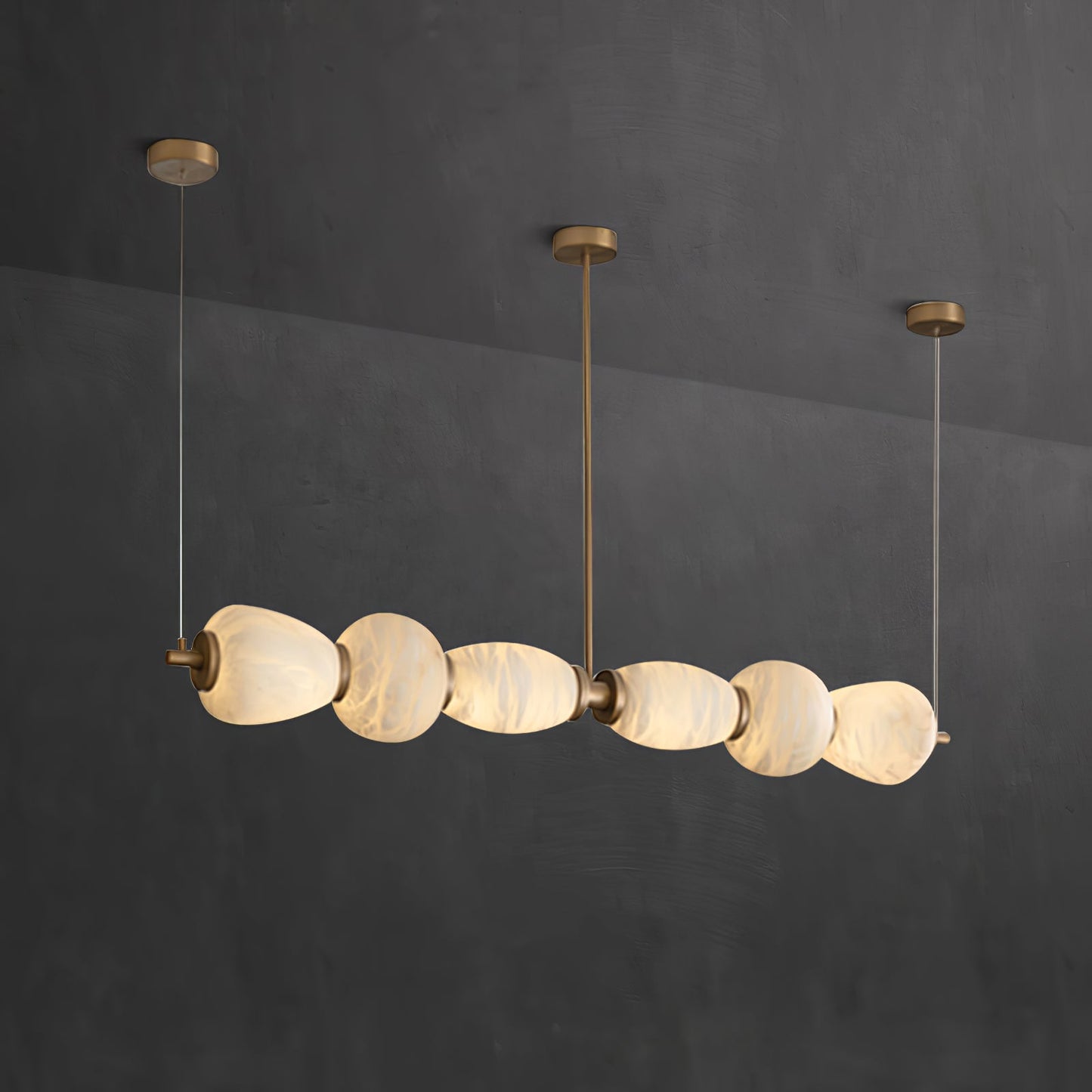 Alabaster Pebble Linear Chandelier