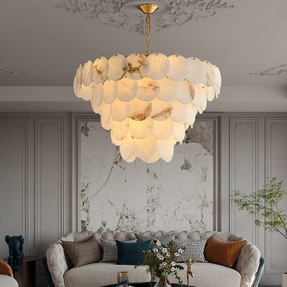 Alabaster Shell Brass Chandelier