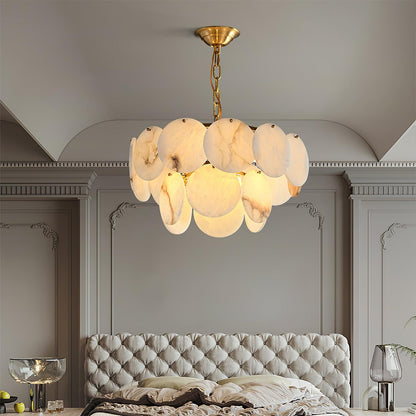 Alabaster Shell Brass Chandelier