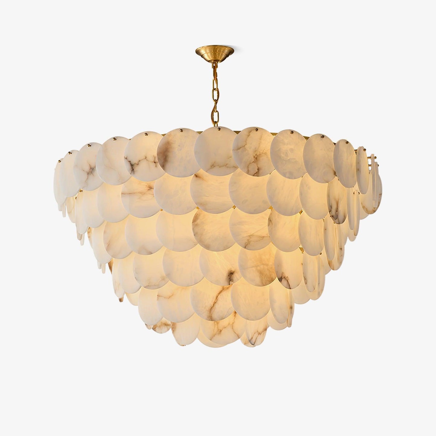 Alabaster Shell Brass Chandelier