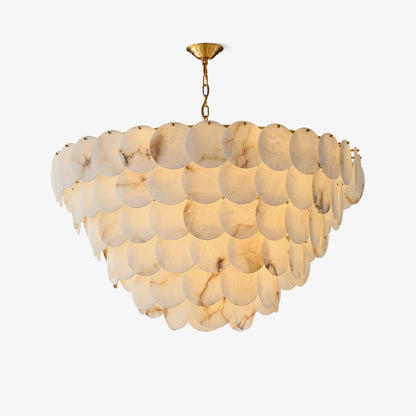 Alabaster Shell Brass Chandelier