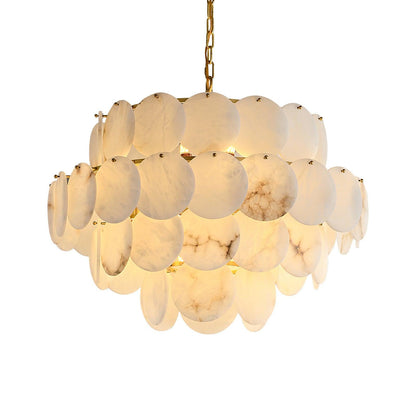 Alabaster Shell Brass Chandelier