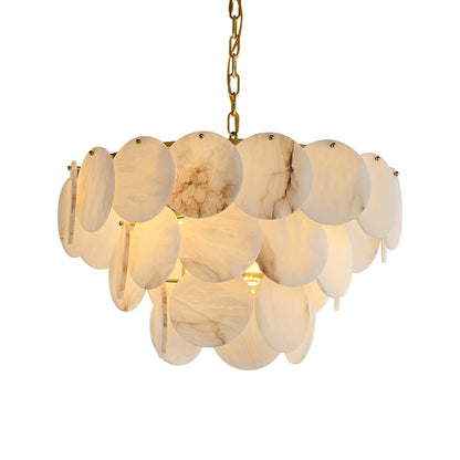 Alabaster Shell Brass Chandelier