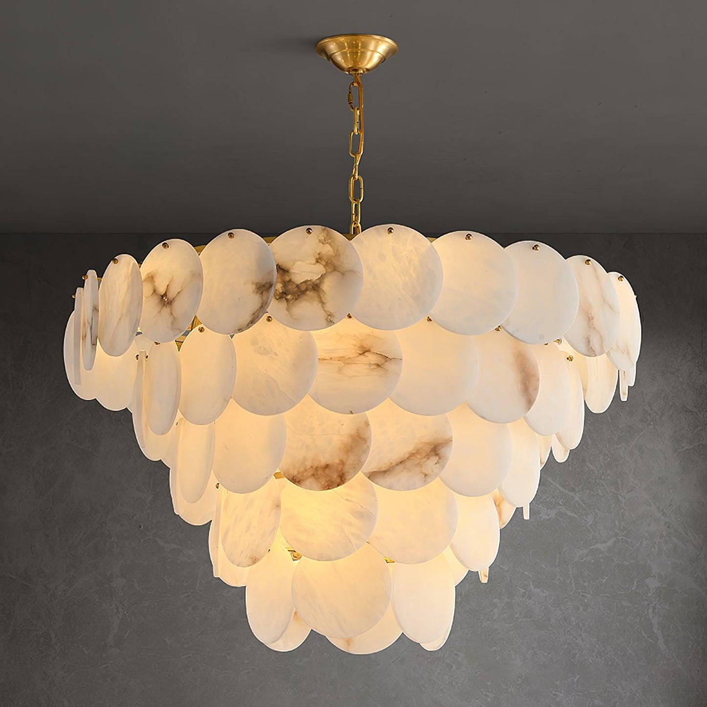 Alabaster Shell Brass Chandelier