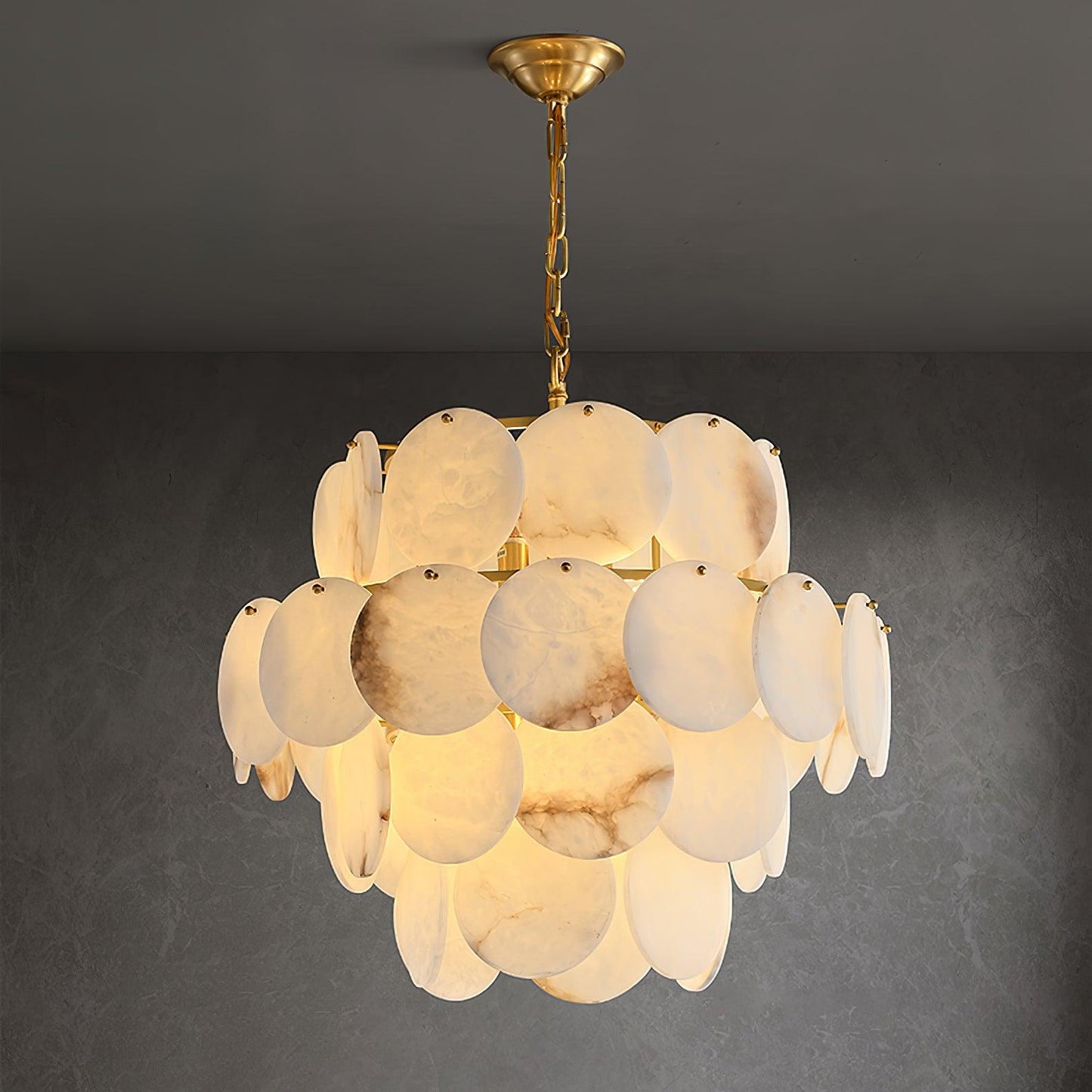 Alabaster Shell Brass Chandelier