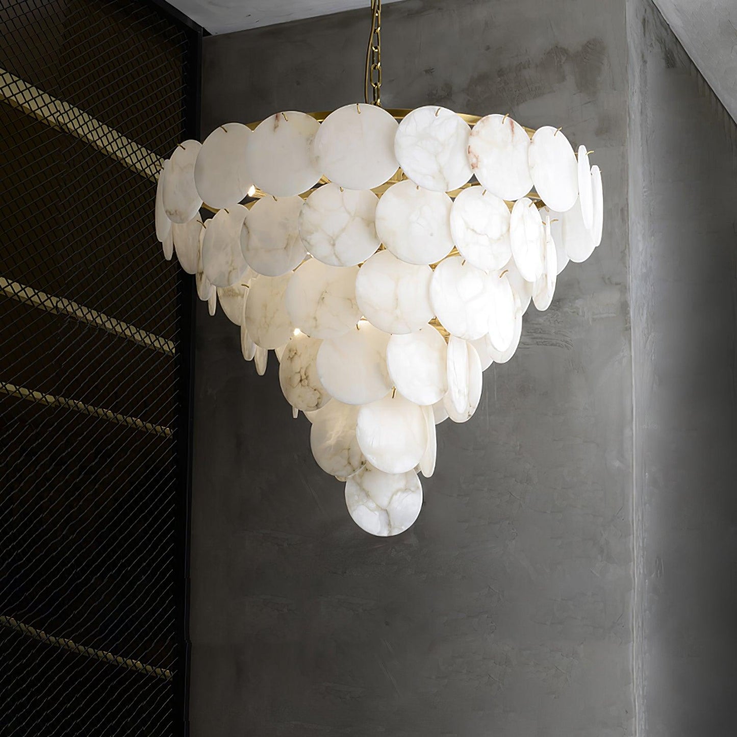 Alabaster Shell Brass Chandelier