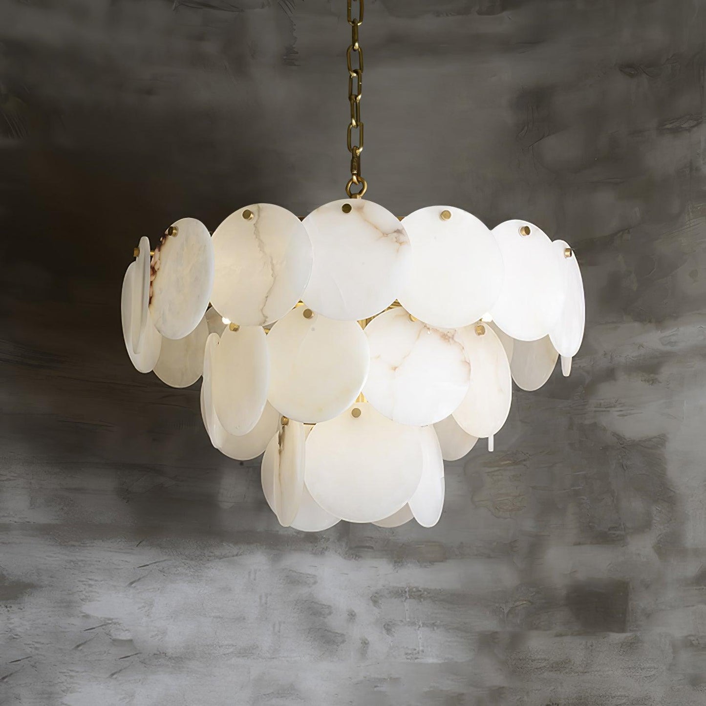 Alabaster Shell Brass Chandelier