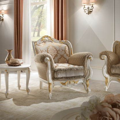 Italian Rococo Ivory and Gold Leaf Armchair