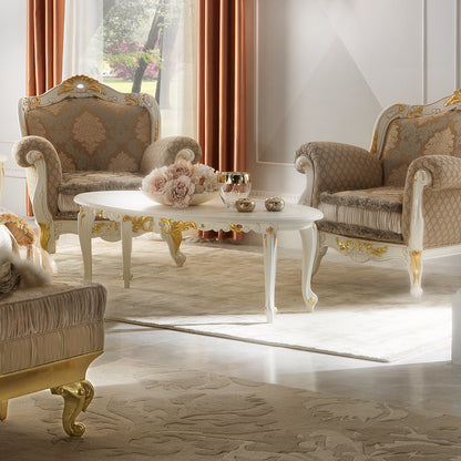 Italian Rococo Ivory and Gold Leaf Armchair