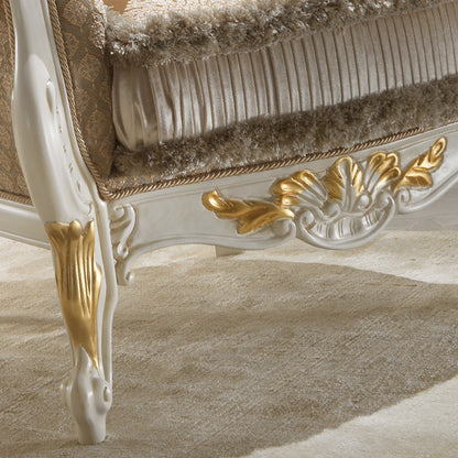 Italian Rococo Ivory and Gold Leaf Armchair