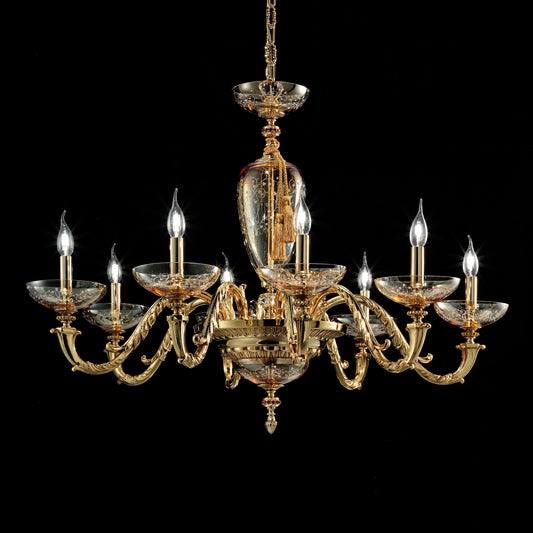 Amber Hand Blown Glass Chandelier