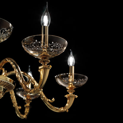 Amber Hand Blown Glass Chandelier