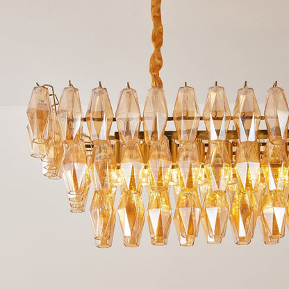 Amber Prism Glass Chandelier