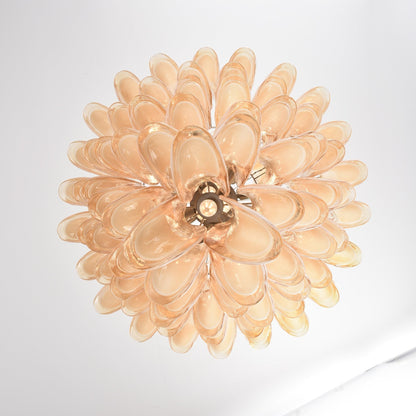 Amber Cloud Murano Glass Petals Chandelier