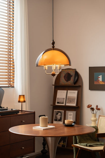 Amber Dome Shaped Pendant Light