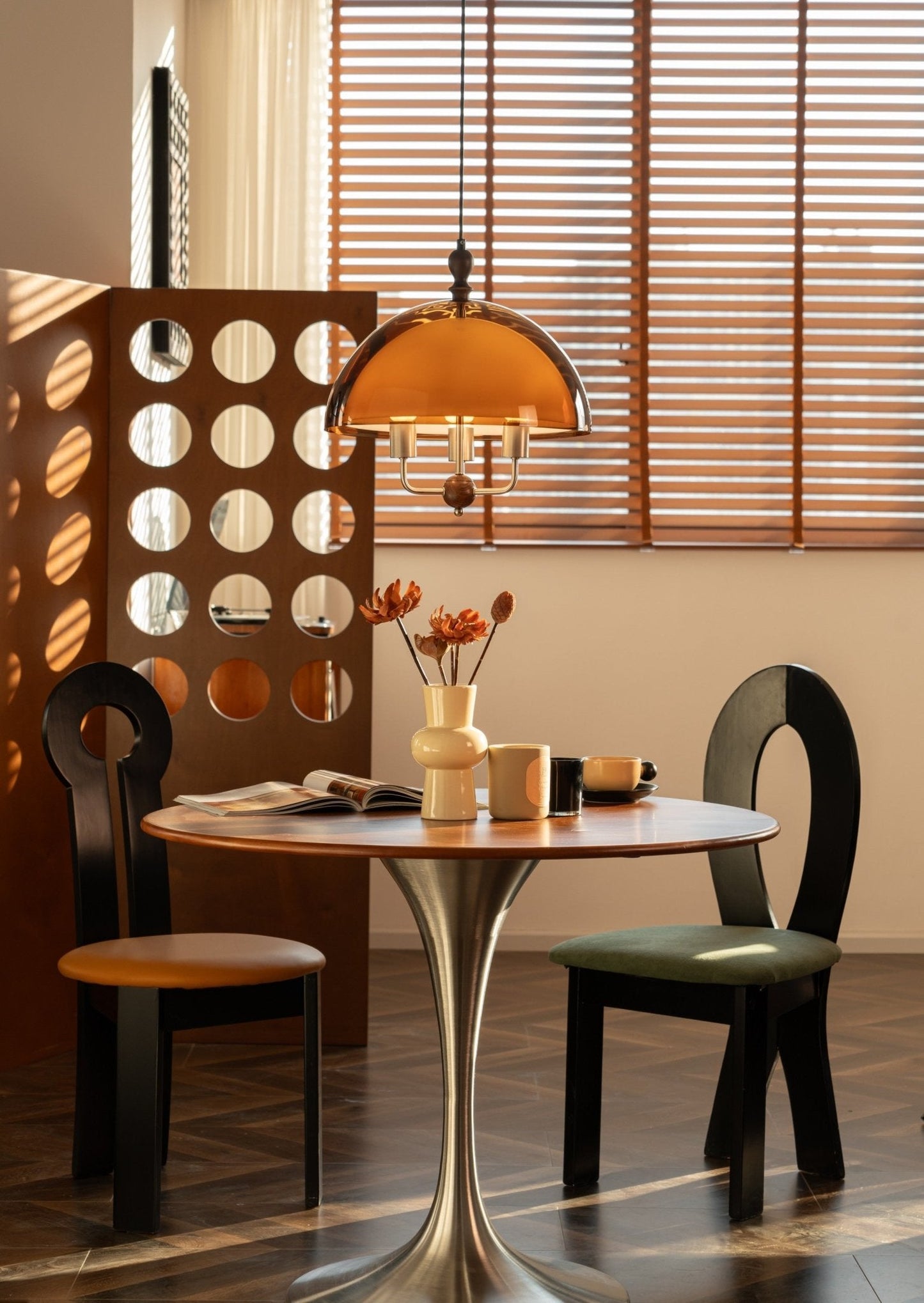 Amber Dome Shaped Pendant Light