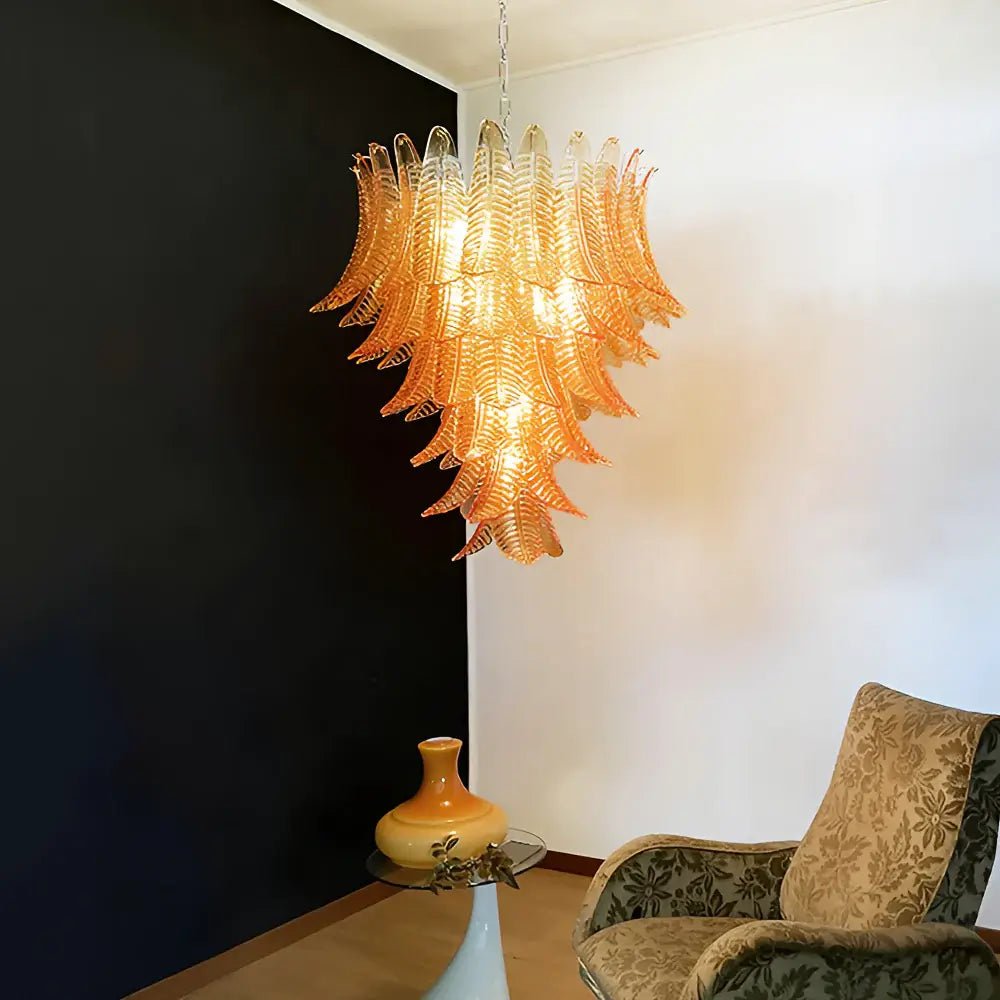 Amber Leaf Cascade Chandelier