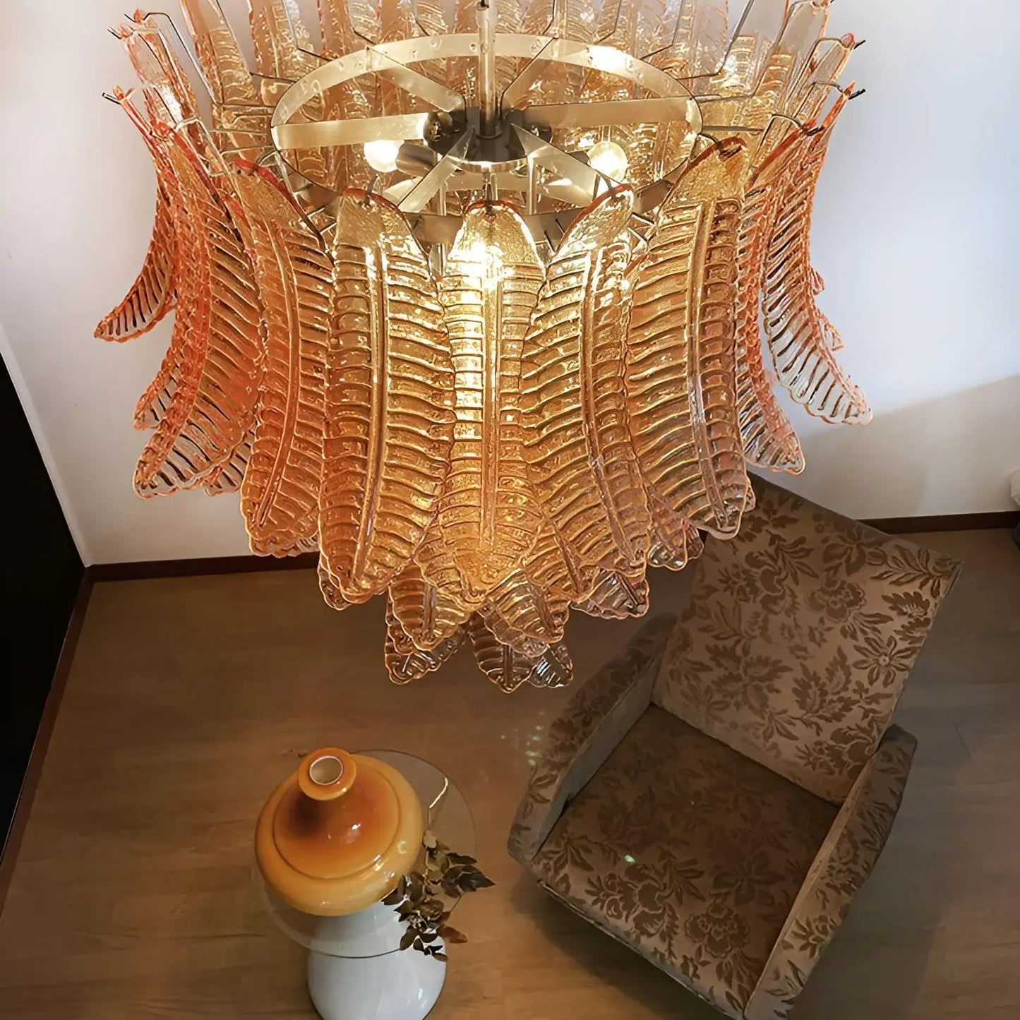 Amber Leaf Cascade Chandelier