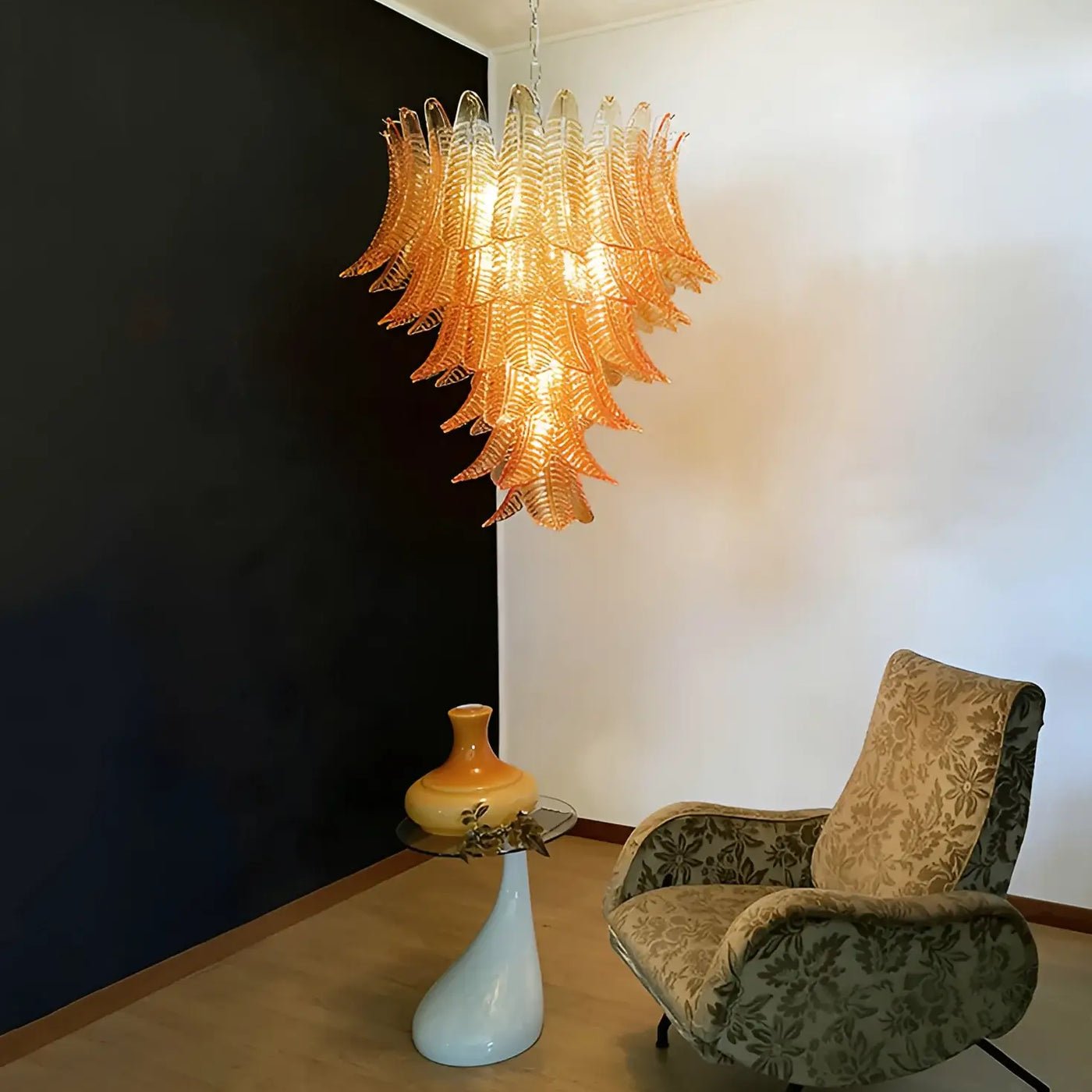 Amber Leaf Cascade Chandelier