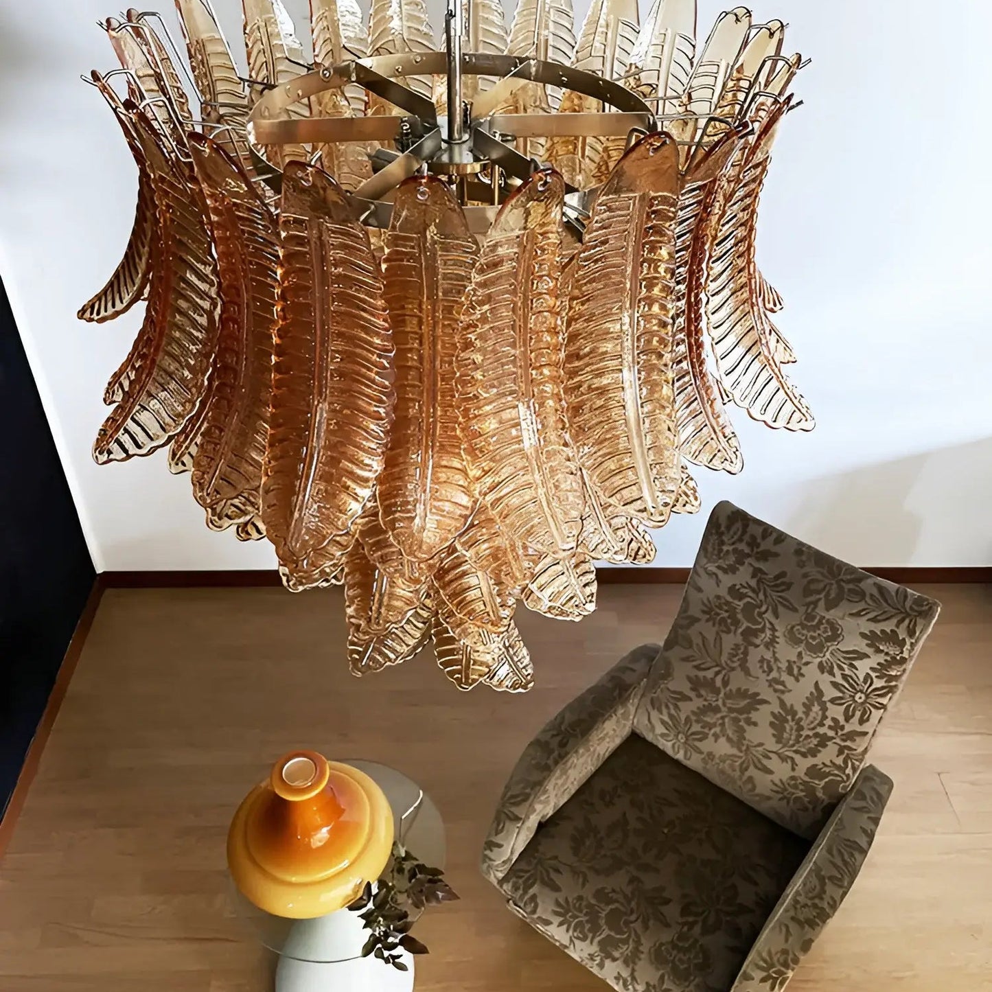 Amber Leaf Cascade Chandelier