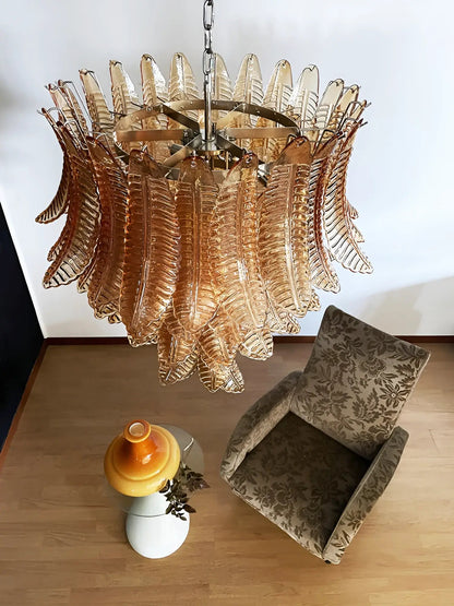 Amber Leaf Cascade Chandelier