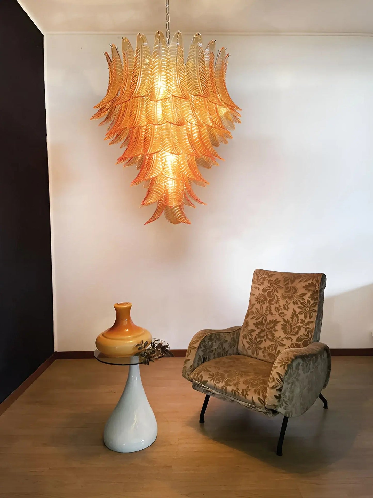 Amber Leaf Cascade Chandelier