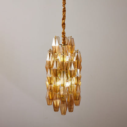 Amber Prism Long Chandelier