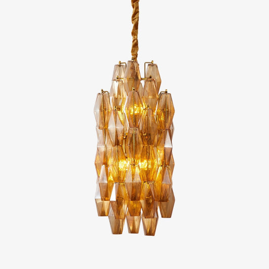 Amber Prism Long Chandelier