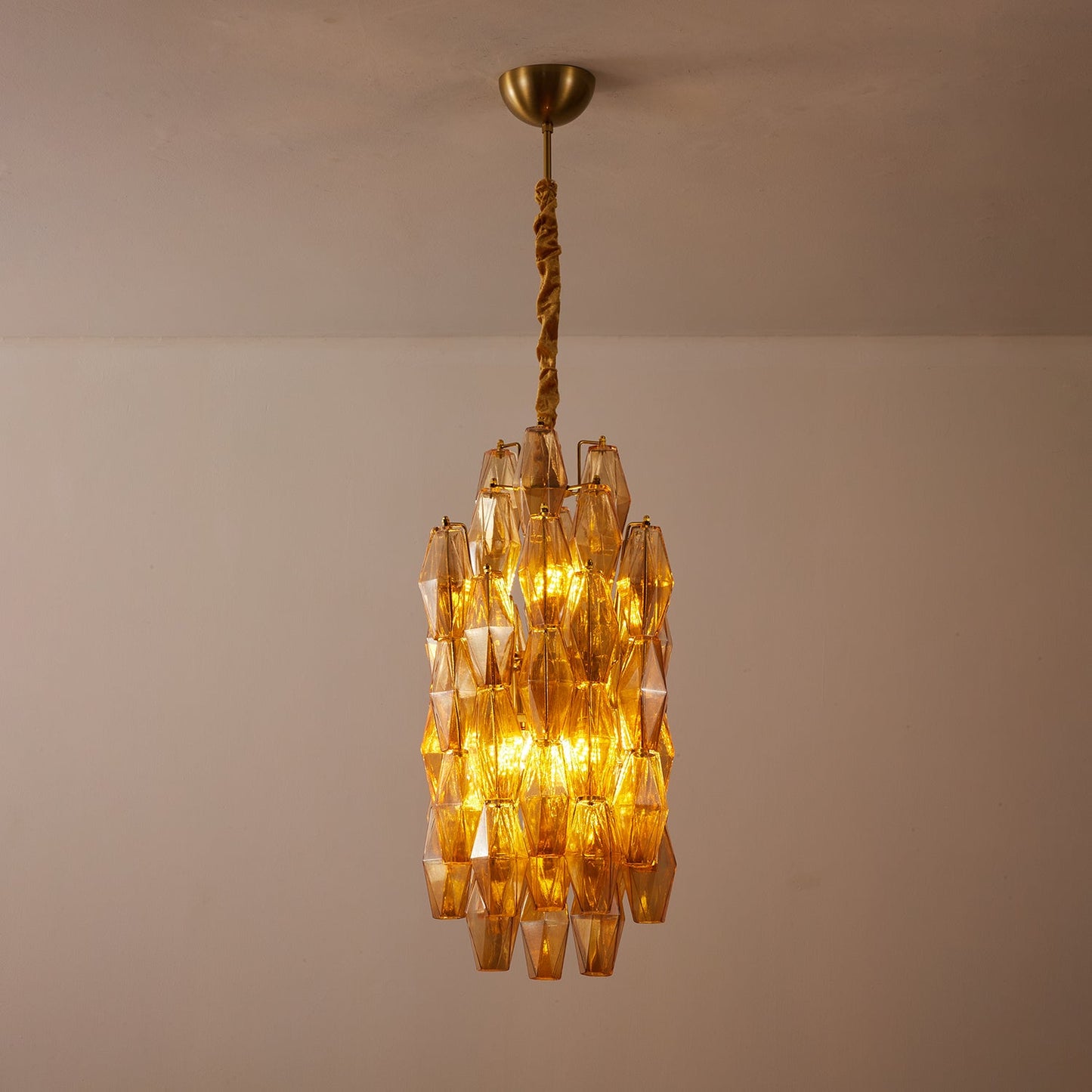 Amber Prism Long Chandelier