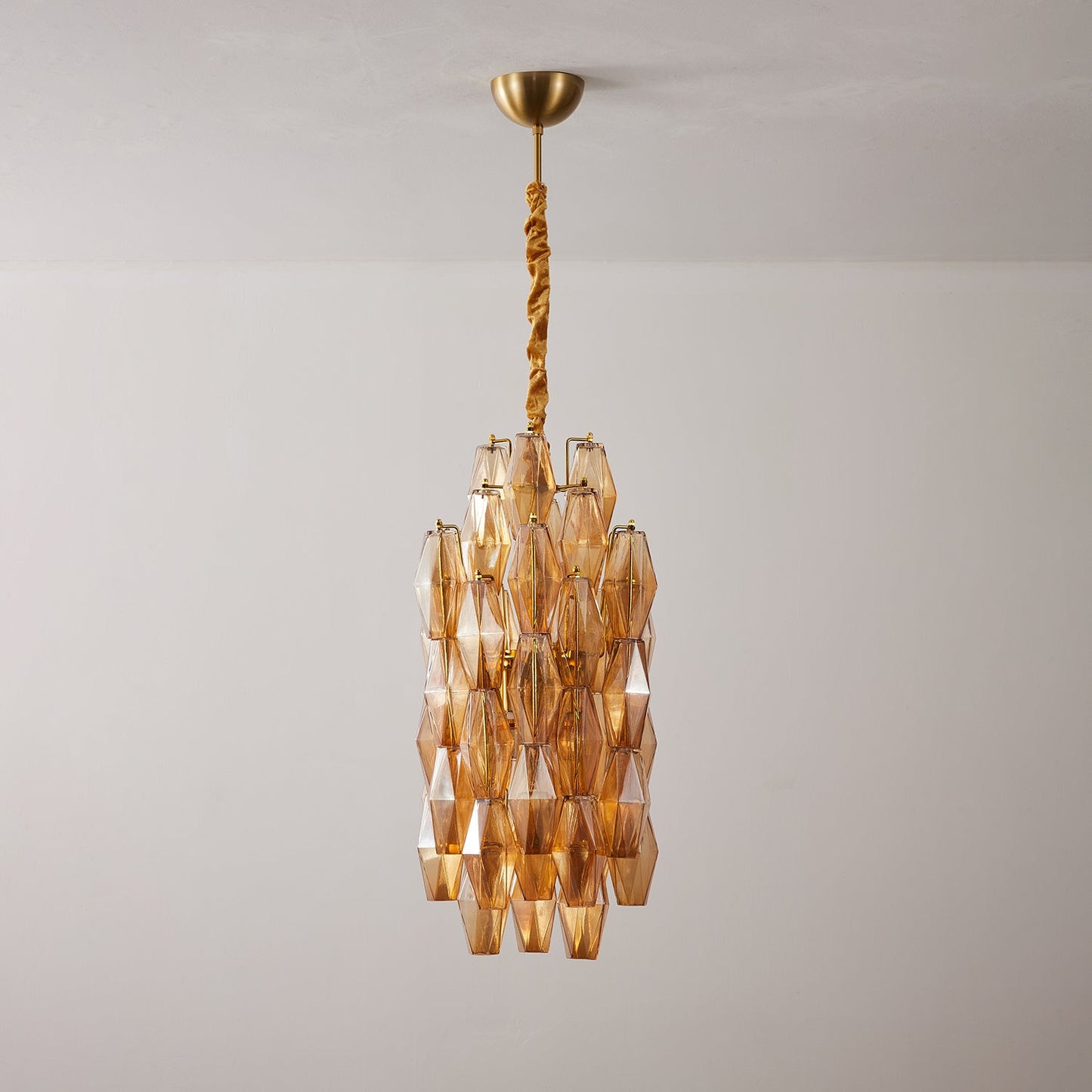 Amber Prism Long Chandelier