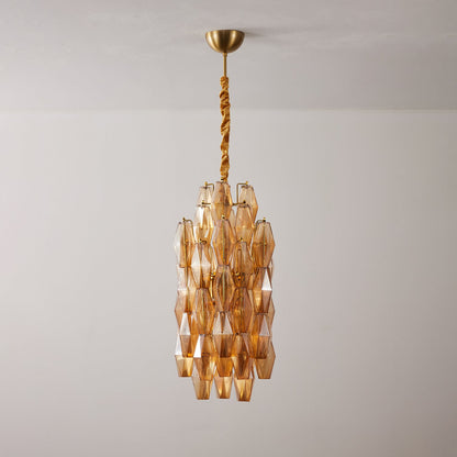 Amber Prism Long Chandelier