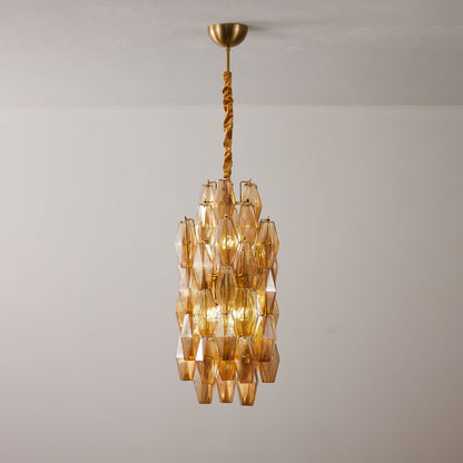 Amber Prism Long Chandelier