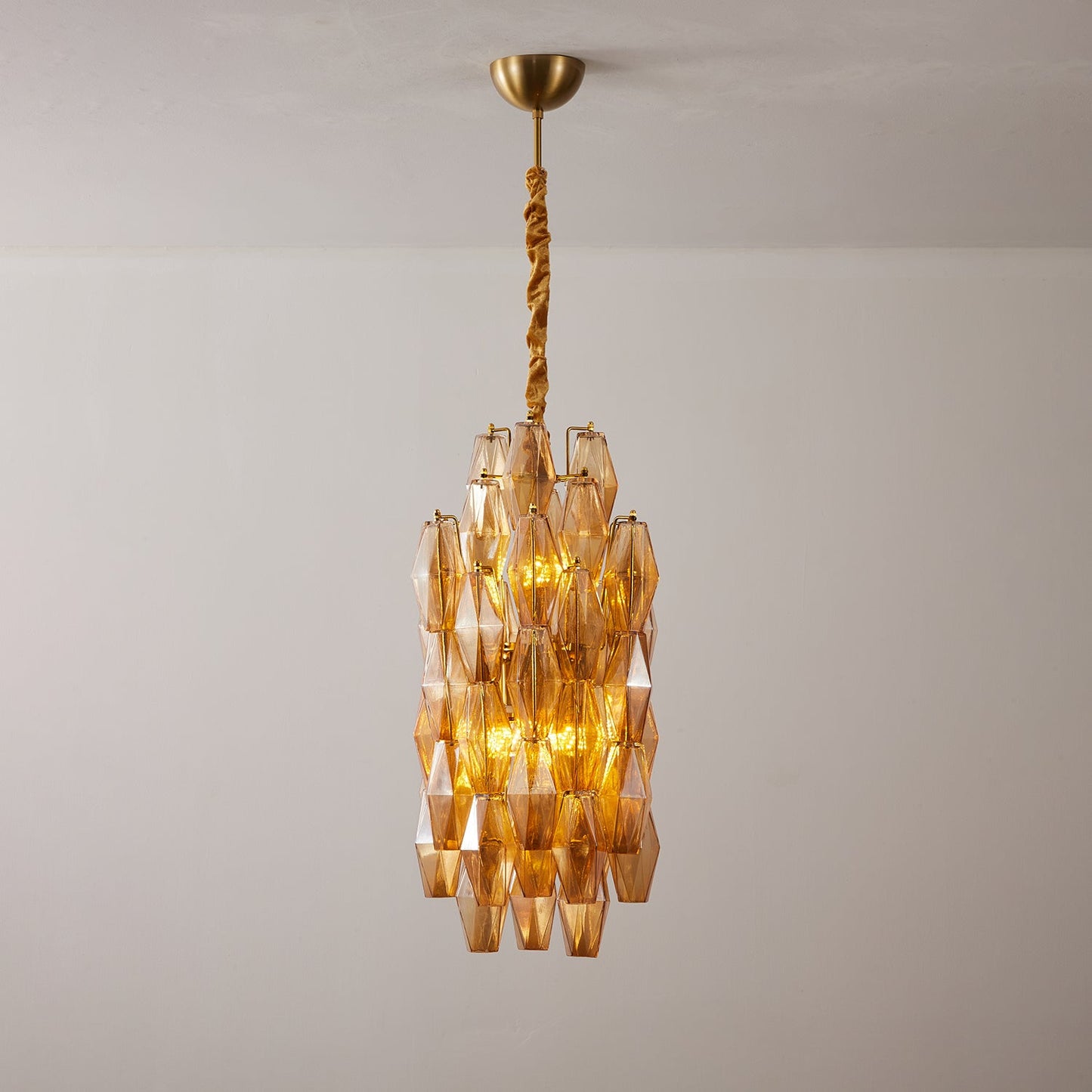 Amber Prism Long Chandelier