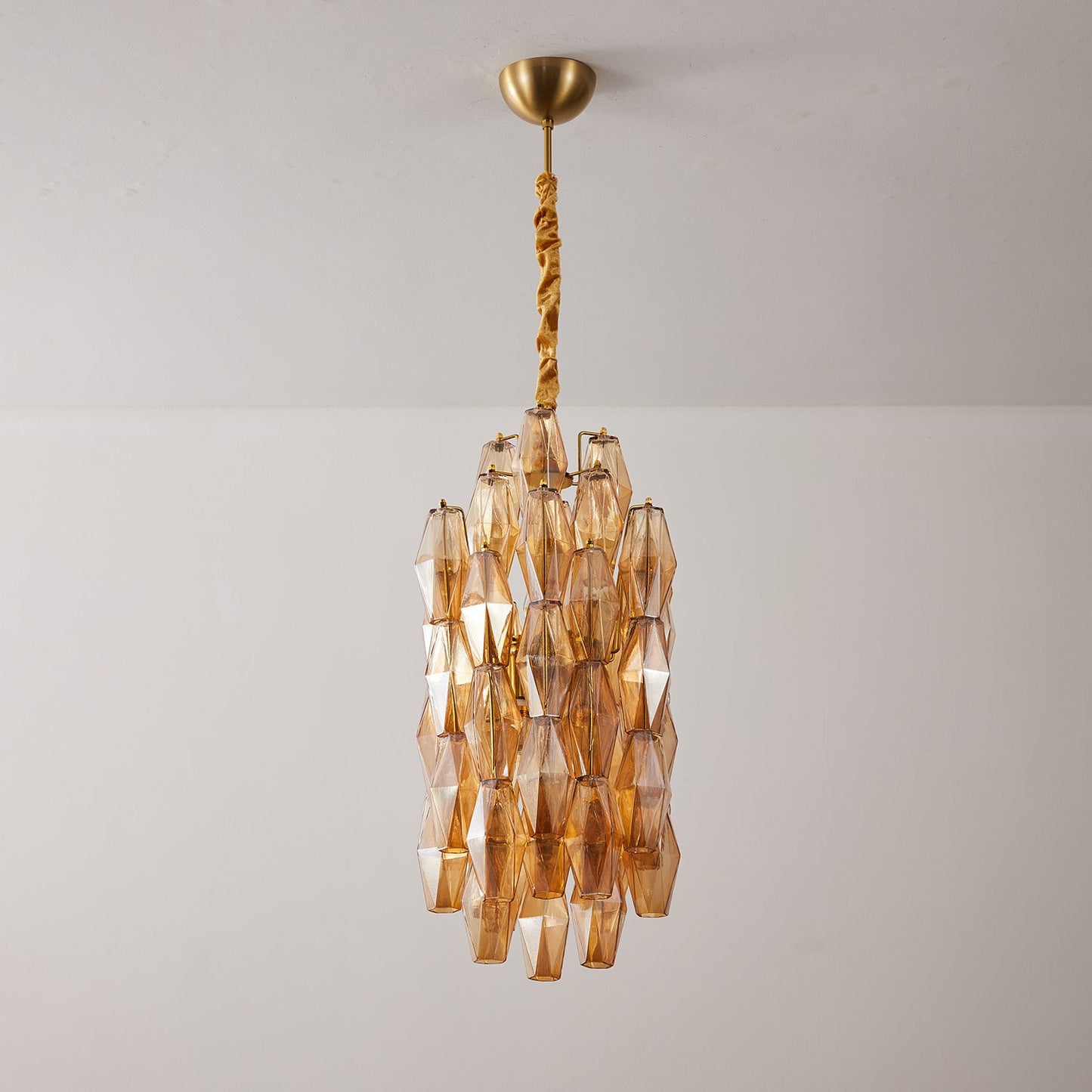 Amber Prism Long Chandelier