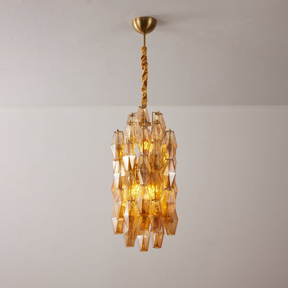 Amber Prism Long Chandelier