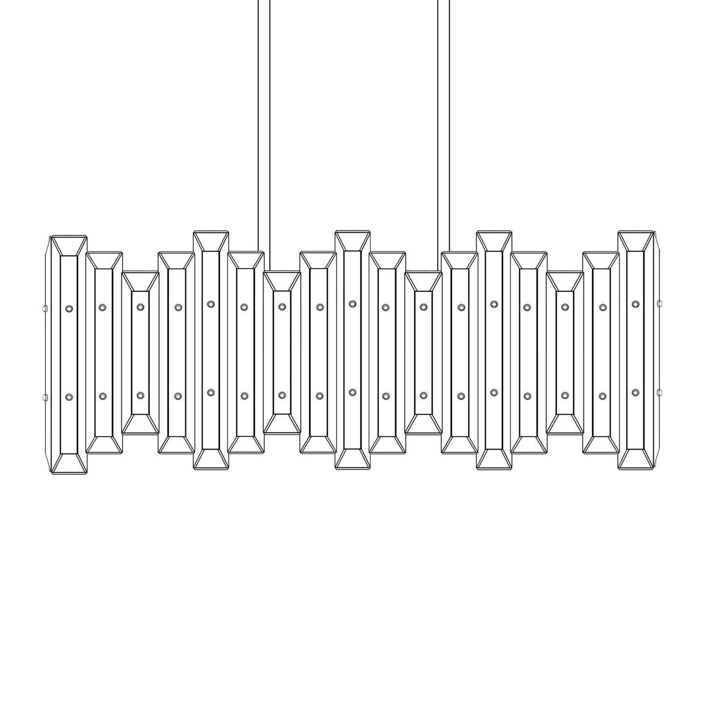 American Brass And Crystal Alabaster Prism Linear 30 Inch 6 Light Linear Suspension Light Cp474048