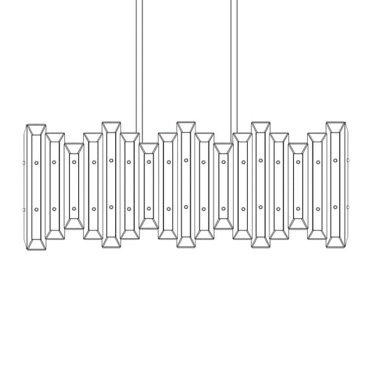 American Brass And Crystal Alabaster Prism Linear 30 Inch 6 Light Linear Suspension Light Cp474048