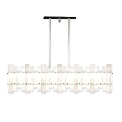 American Brass And Crystal Alabaster Prism Linear 43 Inch 8 Light Linear Suspension Light Cp474049