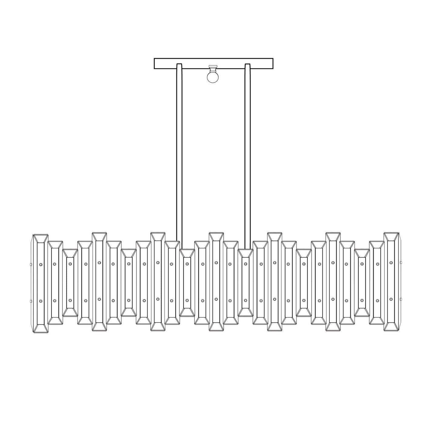 American Brass And Crystal Alabaster Prism Linear 43 Inch 8 Light Linear Suspension Light Cp474049