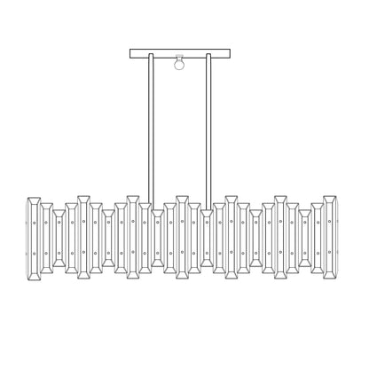 American Brass And Crystal Alabaster Prism Linear 43 Inch 8 Light Linear Suspension Light Cp474049