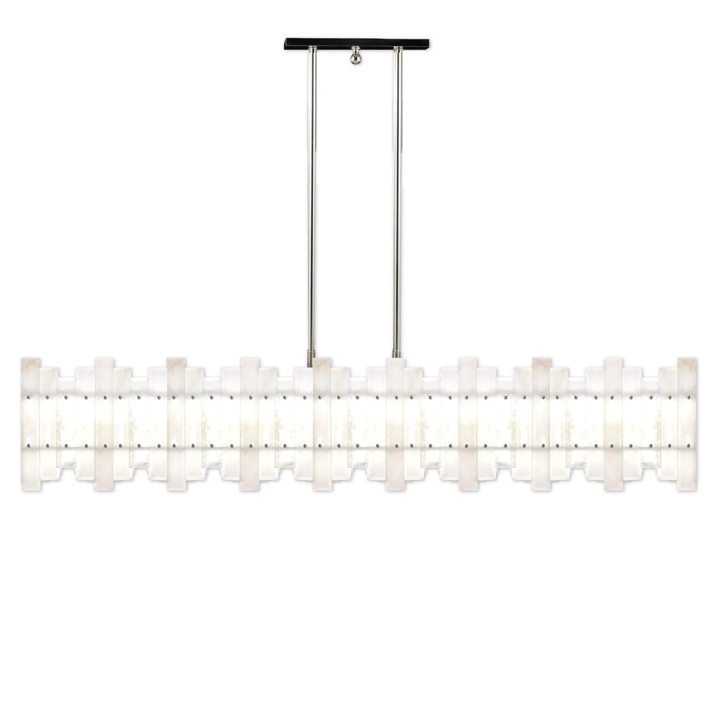 American Brass And Crystal Alabaster Prism Linear 56 Inch 12 Light Linear Suspension Light Cp474050