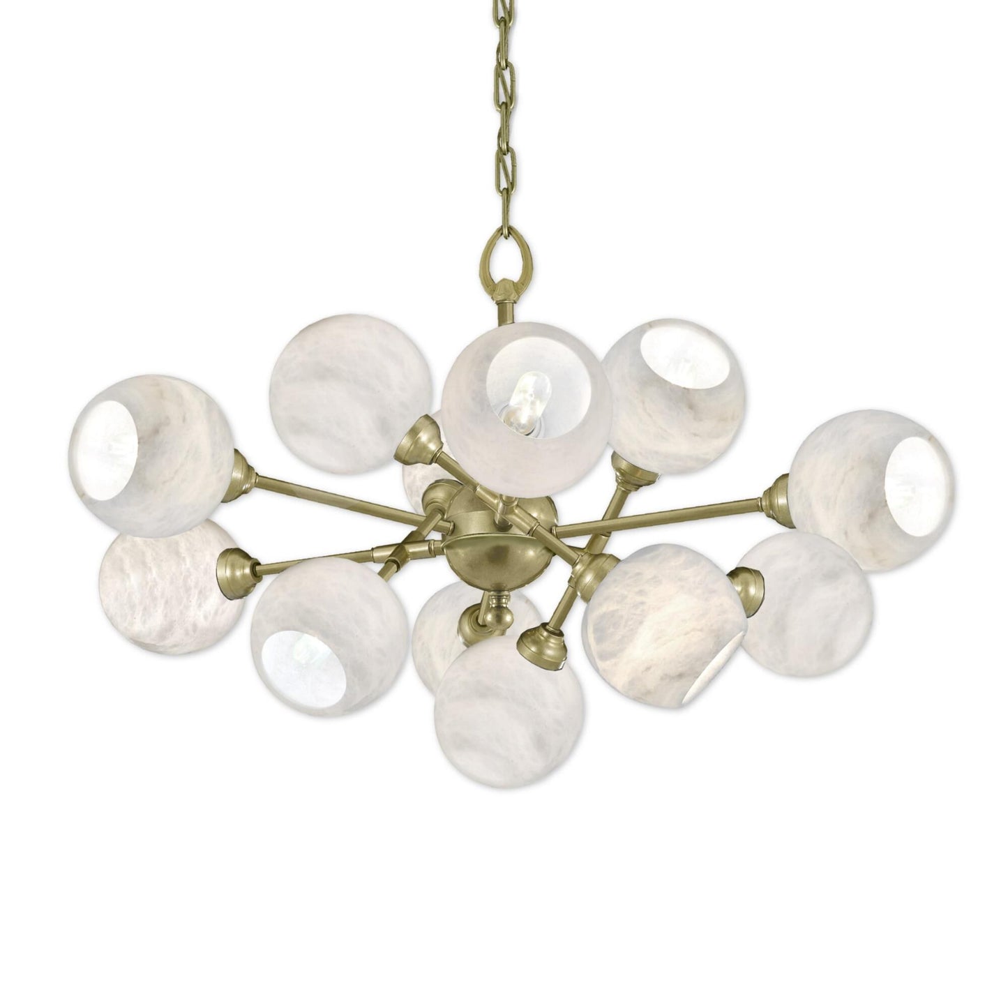 American Brass And Crystal Alabaster Globes 12 Light Chandelier Cp474057