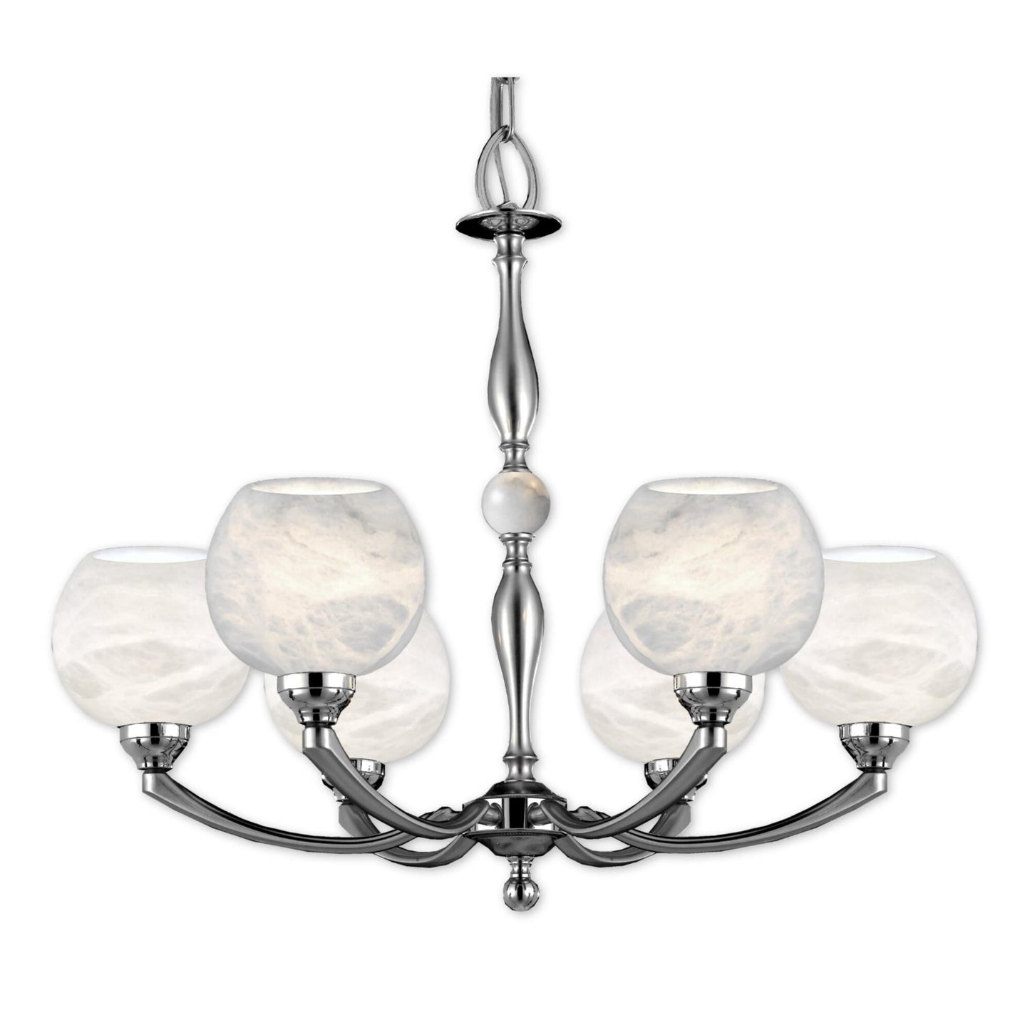 American Brass And Crystal Alabaster Globes 6 Light Chandelier Cp474064