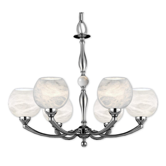 American Brass And Crystal Alabaster Globes 6 Light Chandelier Cp474064