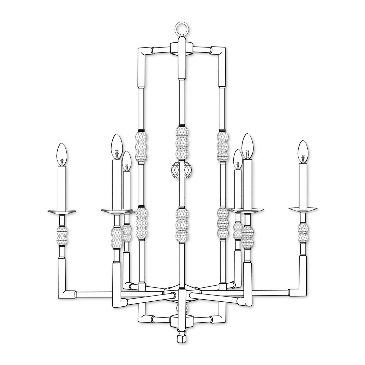 American Brass And Crystal Magro 6 Light Chandelier Cp382917