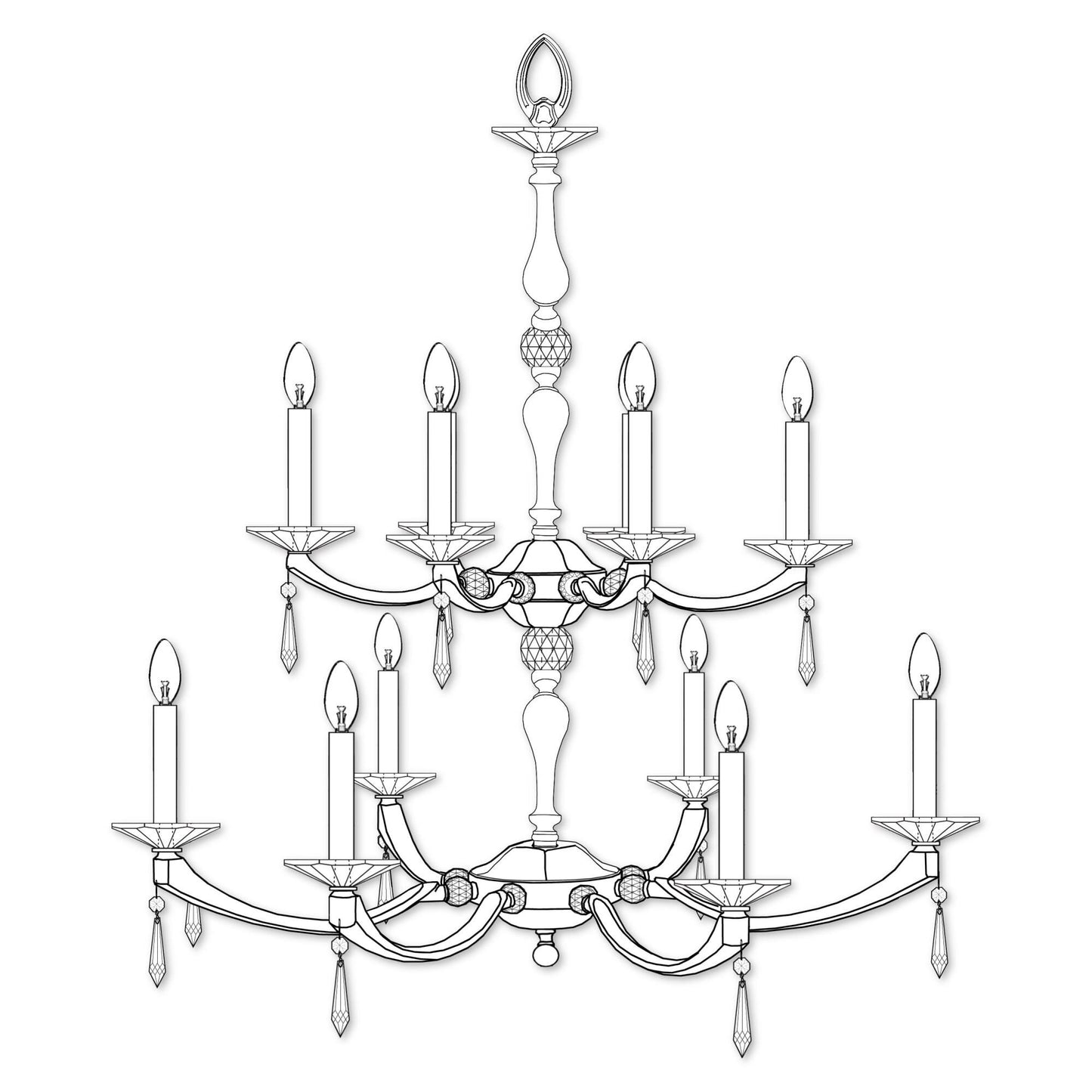 American Brass And Crystal American Brass And Crystal Kensington 12 Light Chandelier Cp477417