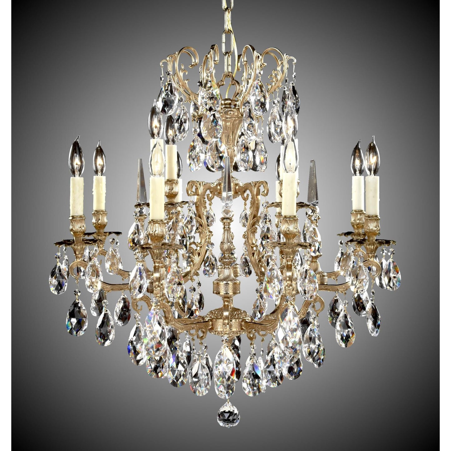 American Brass And Crystal Parisian 12 Light Chandelier Cp308968