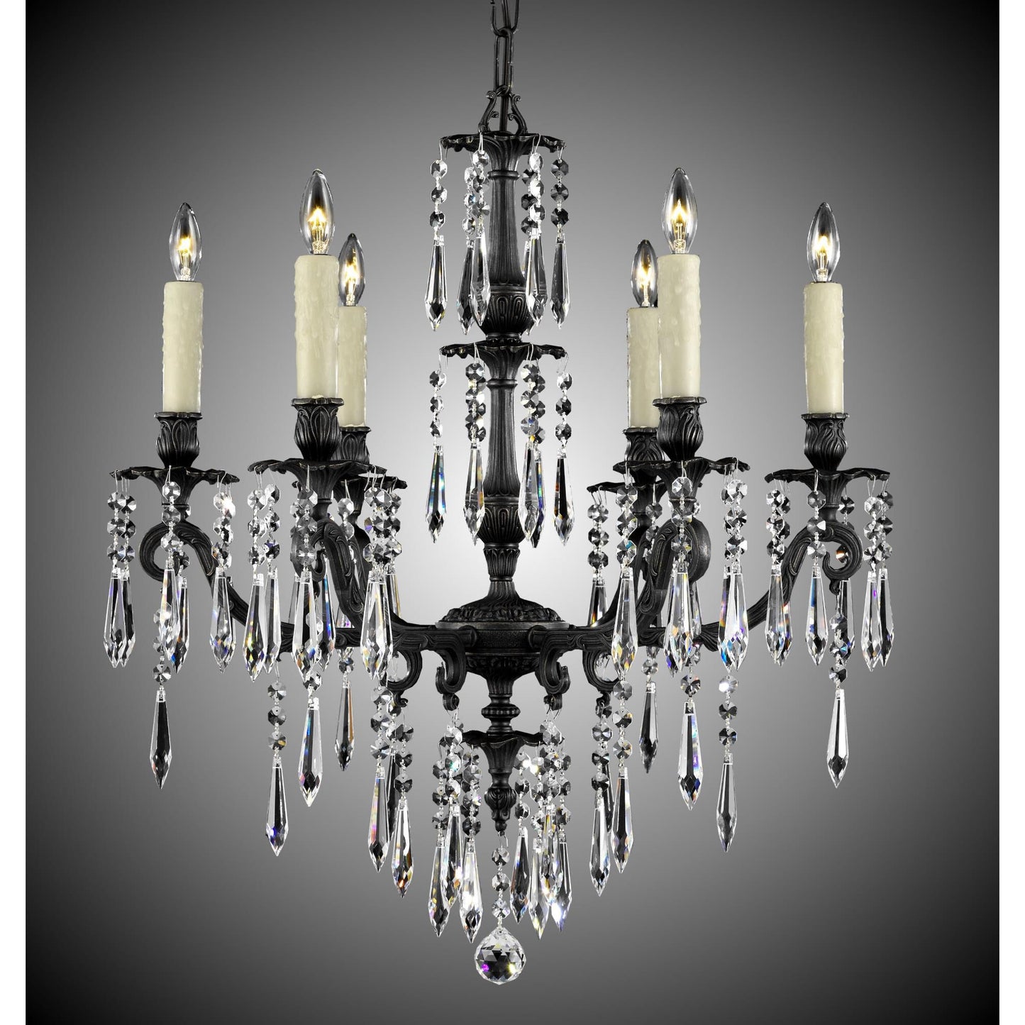 American Brass And Crystal Parisian 6 Light Chandelier Cp312384