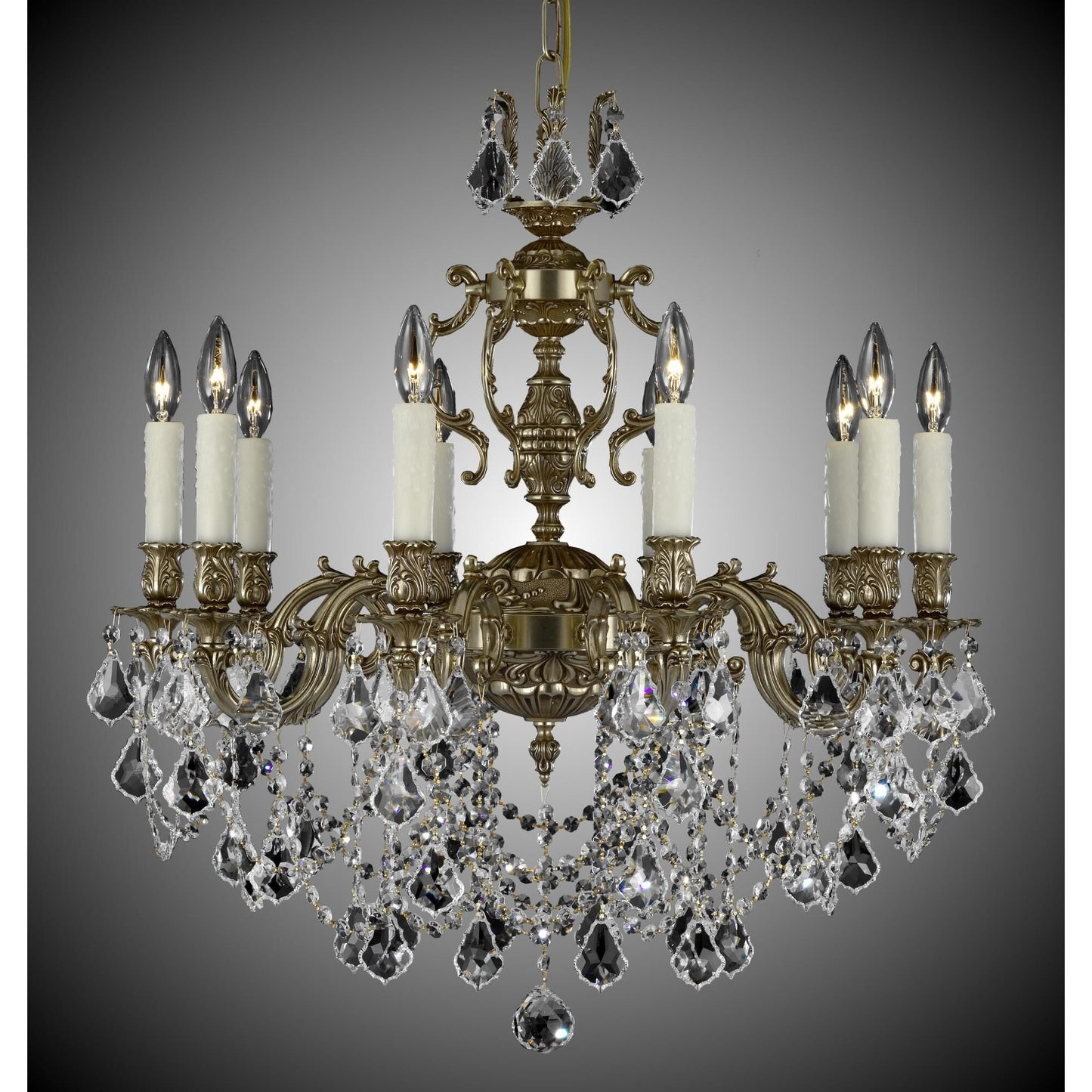 American Brass And Crystal Rosetta 10 Light Chandelier Cp131040